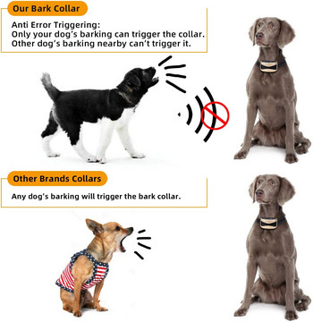 Нашийник против лай на кучета Акумулаторен водоустойчив нашийник срещу лай на кучета с вибрационен сигнал за малки, средни големи кучета