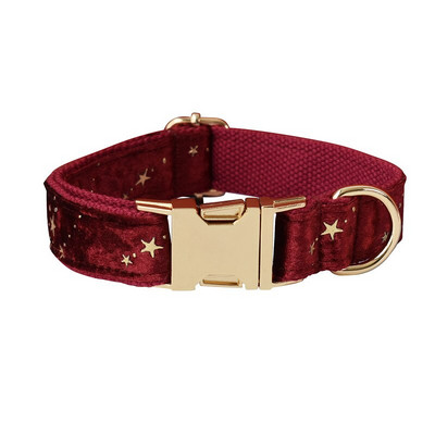 Guler de câine din catifea roșie vintage Martingale, personalizat, detașabil, cu papion, set de guler și lesă pentru câini mici, mijlocii mari
