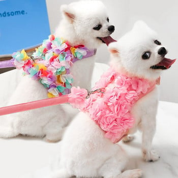 Puppy Floral λουρί Μικρό λουρί Nylon Mesh Μεσαίο Ρυθμιζόμενο Μόλυβδο Walking Yorkie ChihuahuaArnes Perro Pequeno Dog Supplies