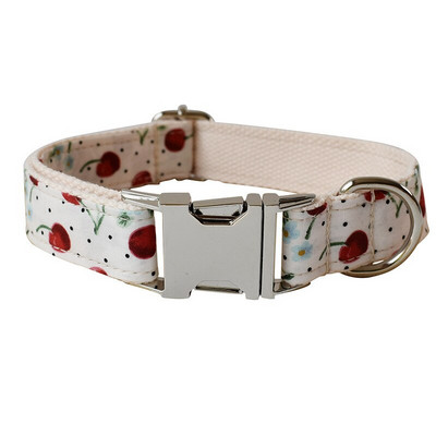 Set de guler de câine sculptat încântător de cireș alb, guler din material respirabil, frânghie de tracțiune, arc, gravă cu nume pesonal