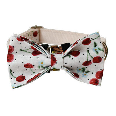 Set de guler de câine sculptat încântător de cireș alb, guler din material respirabil, frânghie de tracțiune, arc, gravă cu nume pesonal