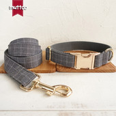 MUTTCO λιανικής πώλησης γκρι καρό γιακάς χειροποίητο για σκύλο THE SUIT PLAID 5 μεγέθη ευχάριστα περιλαίμια σκύλου UDC001J