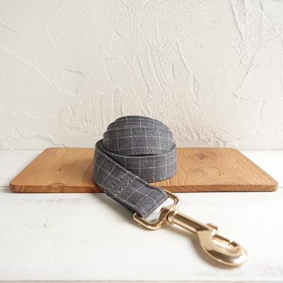 MUTTCO λιανικής πώλησης γκρι καρό γιακάς χειροποίητο για σκύλο THE SUIT PLAID 5 μεγέθη ευχάριστα περιλαίμια σκύλου UDC001J