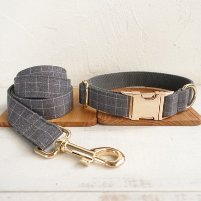 MUTTCO λιανικής πώλησης γκρι καρό γιακάς χειροποίητο για σκύλο THE SUIT PLAID 5 μεγέθη ευχάριστα περιλαίμια σκύλου UDC001J