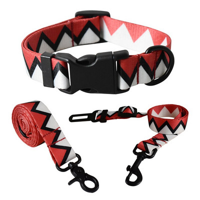 Λουρί αυτοκινήτου για σκύλο Λουρί σκύλου Σετ τριών τεμαχίων Πλαστική πόρπη απελευθέρωσης Νάιλον εμπριμέ προμήθειες για κατοικίδια Teddy Fashion Χειροποίητο