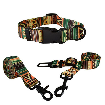 Λουρί αυτοκινήτου για σκύλο Λουρί σκύλου Σετ τριών τεμαχίων Πλαστική πόρπη απελευθέρωσης Νάιλον εμπριμέ προμήθειες για κατοικίδια Teddy Fashion Χειροποίητο