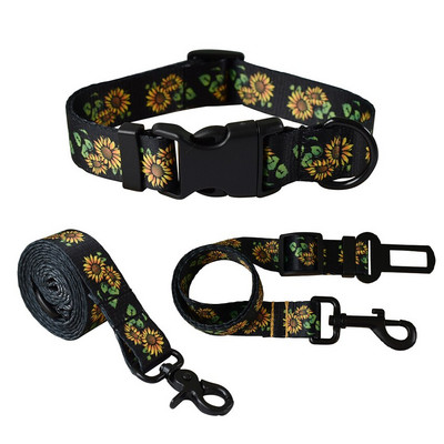 Λουρί αυτοκινήτου για σκύλο Λουρί σκύλου Σετ τριών τεμαχίων Πλαστική πόρπη απελευθέρωσης Νάιλον εμπριμέ προμήθειες για κατοικίδια Teddy Fashion Χειροποίητο