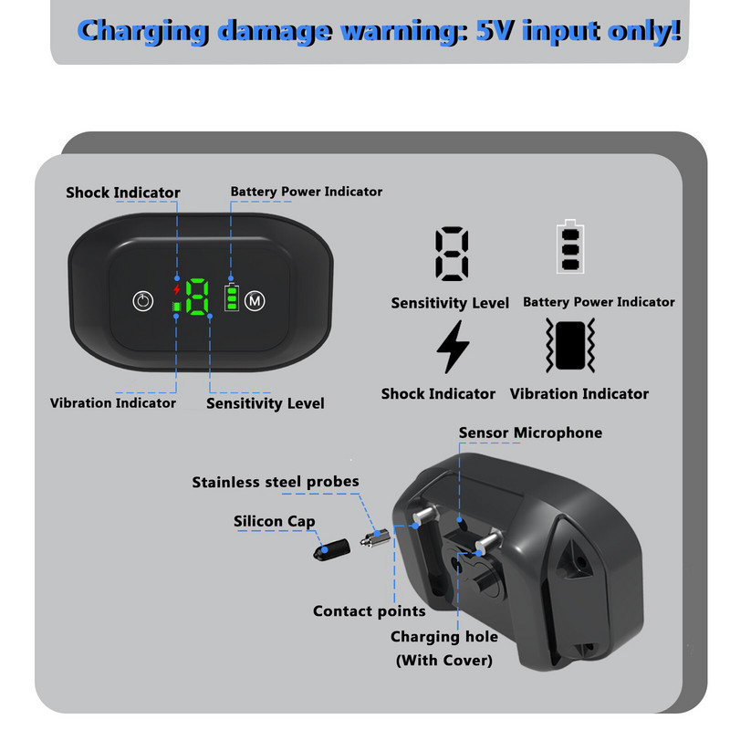 Elektriline koera haukumise kaelarihma ohutus Veekindel vibratsioonitreening Koera kaelarihma juhtimine 3 režiimi haukumisvastane režiim sobib kõigile koertele