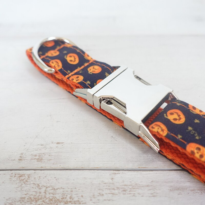 Isikupärastatud Pumpkin Lantern lemmiklooma kaelarihma plii kohandatud nailonist kutsika nimesilt Reguleeritavad kaelarihmad jalutusrihma komplekt tasuta graveerimine