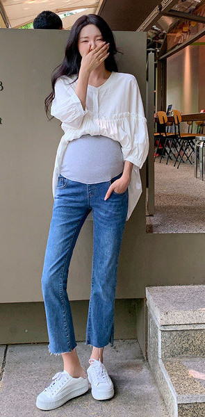 Дънки за бременни жени с висока талия и джоб