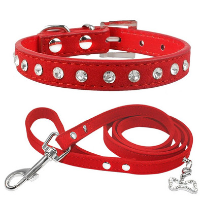 Σετ κολάρων και μολυβιών Bling Rhinestone Dog για XSmall Small Dog Puppy Chihuahua