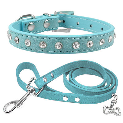 Σετ κολάρων και μολυβιών Bling Rhinestone Dog για XSmall Small Dog Puppy Chihuahua