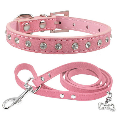 Σετ κολάρων και μολυβιών Bling Rhinestone Dog για XSmall Small Dog Puppy Chihuahua