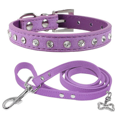 Σετ κολάρων και μολυβιών Bling Rhinestone Dog για XSmall Small Dog Puppy Chihuahua