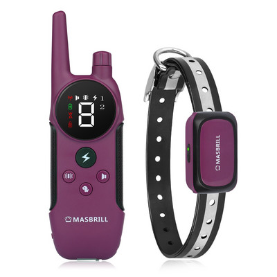 Ηλεκτρικό κολάρο εκπαίδευσης σκύλων MASBRILL Αδιάβροχο επαναφορτιζόμενο κολάρο κατοικίδιου ζώου κατά του φλοιού Ηλεκτρικό σοκ για όλους τους σκύλους