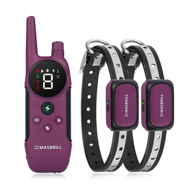 Ηλεκτρικό κολάρο εκπαίδευσης σκύλων MASBRILL Αδιάβροχο επαναφορτιζόμενο κολάρο κατοικίδιου ζώου κατά του φλοιού Ηλεκτρικό σοκ για όλους τους σκύλους