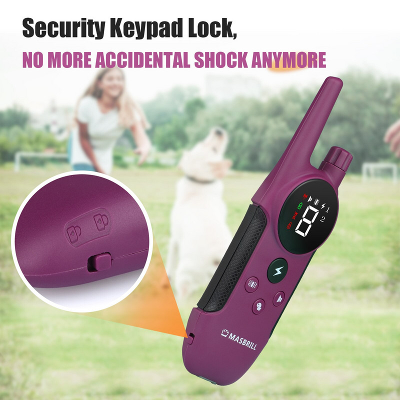 Ηλεκτρικό κολάρο εκπαίδευσης σκύλων MASBRILL Αδιάβροχο επαναφορτιζόμενο κολάρο κατοικίδιου ζώου κατά του φλοιού Ηλεκτρικό σοκ για όλους τους σκύλους