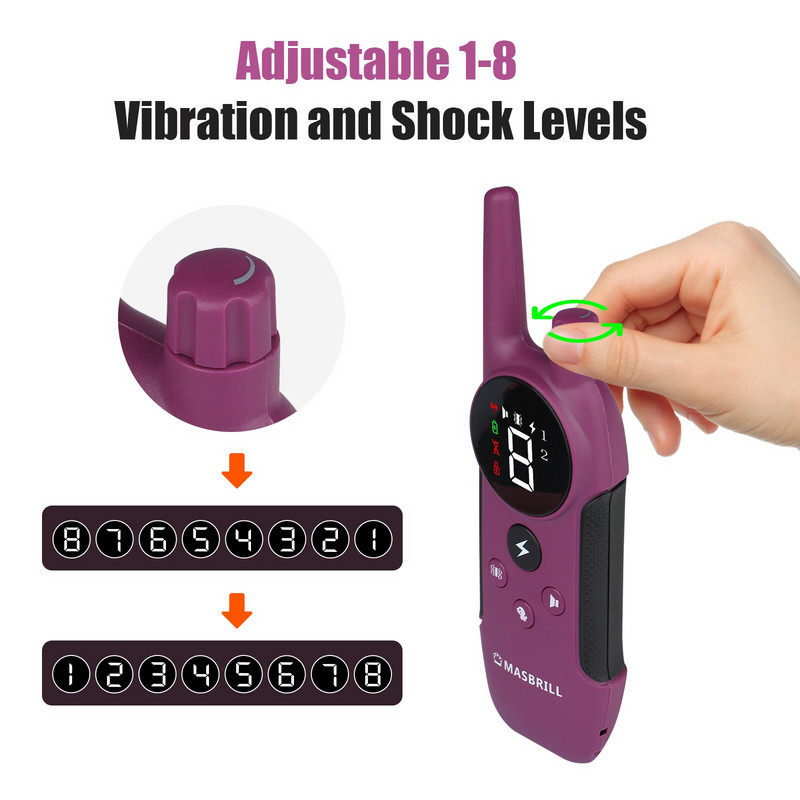 Ηλεκτρικό κολάρο εκπαίδευσης σκύλων MASBRILL Αδιάβροχο επαναφορτιζόμενο κολάρο κατοικίδιου ζώου κατά του φλοιού Ηλεκτρικό σοκ για όλους τους σκύλους