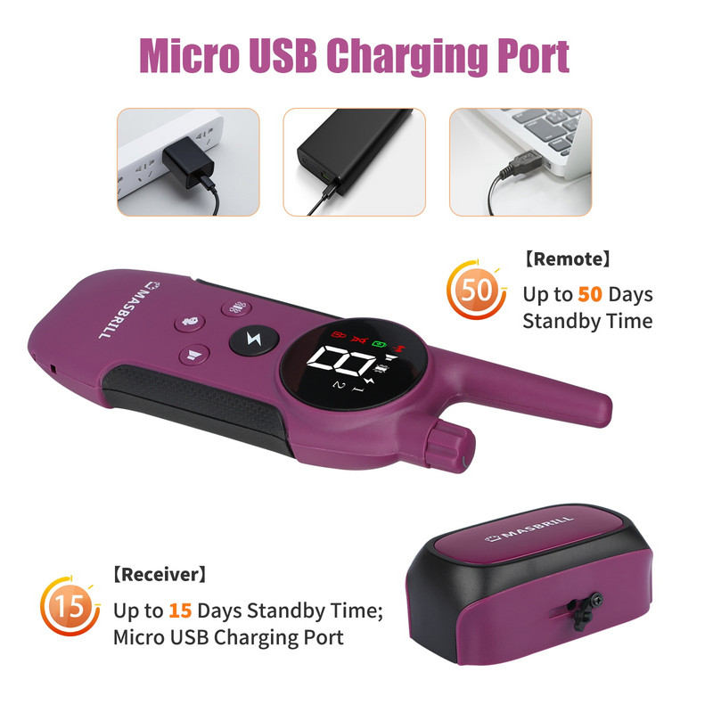 Ηλεκτρικό κολάρο εκπαίδευσης σκύλων MASBRILL Αδιάβροχο επαναφορτιζόμενο κολάρο κατοικίδιου ζώου κατά του φλοιού Ηλεκτρικό σοκ για όλους τους σκύλους