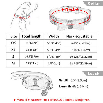 Κρυστάλλινο σουέτ γιακά σκυλιών και σετ λουριά με στρας με παπιγιόν λουριά για μικρούς μεσαίους σκύλους Puppy Chihuahua Yorkshire