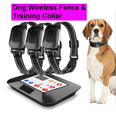 Ασύρματο ηλεκτρικό φράχτη και κολάρο εκπαίδευσης σκύλου 2 σε 1 Ηχητικό σήμα κραδασμών για όλα τα κουτάβια Αόρατος φράκτης φράχτη για θυρίδα ασφαλείας για κατοικίδια