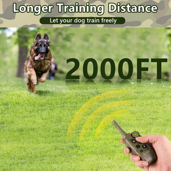 Дистанционно управление 2000Ft Електрически нашийник за обучение на кучета Водоустойчив акумулаторен нашийник против лай за домашни любимци за кучета Electric Shocke