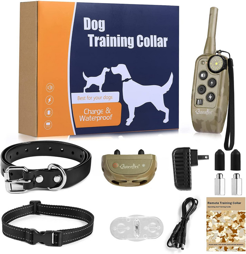 Nuotolinio valdymo pultelis 2000Ft elektrinis šunų dresavimo antkaklis, atsparus vandeniui, įkraunamas naminiams gyvūnėliams nuo lojimo kontrolės antkaklis šunims nuo elektros šoko