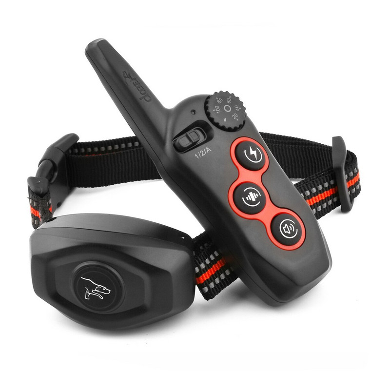 1 buc. Dispozitiv de dresaj pentru câini cu telecomandă rezistent la apă/zgarda automată pentru oprirea lătratului pentru dresaj pentru animale de companie guler electronic bifuncțional