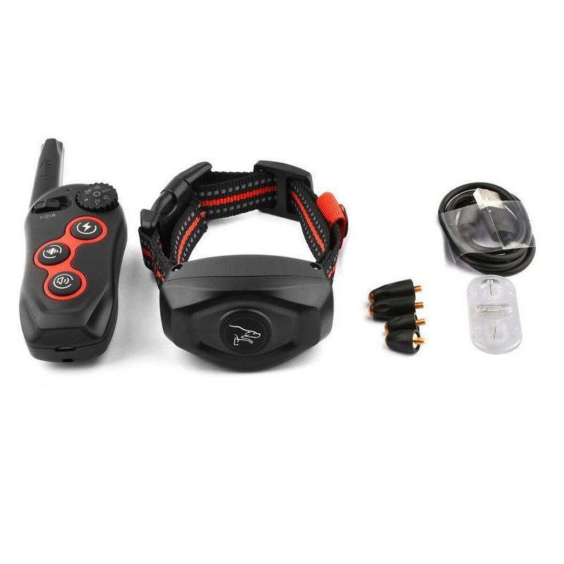 1 buc. Dispozitiv de dresaj pentru câini cu telecomandă rezistent la apă/zgarda automată pentru oprirea lătratului pentru dresaj pentru animale de companie guler electronic bifuncțional