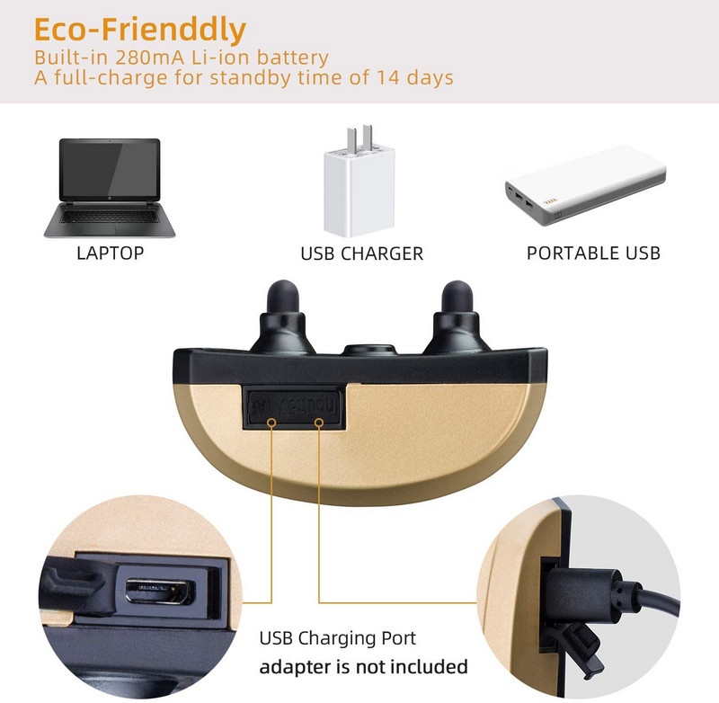 Zgarda de antrenament Guler de lătrat pentru câine, reîncărcabilă, impermeabilă, cu bip de vibrație, pentru câine mic, mediu, mare