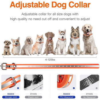 ROJECO 1000m Electric Dog Training Collar Light Водоустойчив акумулаторен Pet Dog Bark Stop Shock Collar For Dogs Electric Shocker