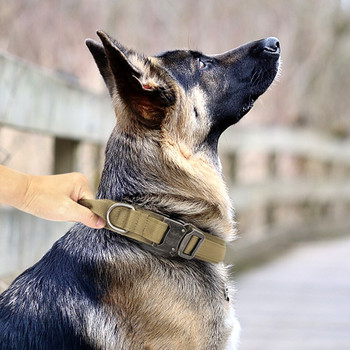 Στρατιωτικό κολάρο σκυλιών Tactical Ανθεκτικό νάιλον κολάρο εκπαίδευσης κατοικίδιων κολιέ με ισχυρή λαβή για μεγάλους σκύλους Γαλλικό μπουλντόγκ