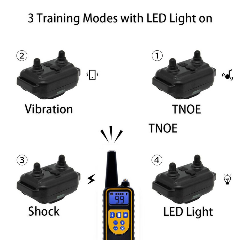 Zgarda electrică de dresaj pentru câini Telecomanda pentru animale de companie, reîncărcabilă cu afișaj LCD, rezistent la apă, vibrație, sunet pentru toate dimensiunile