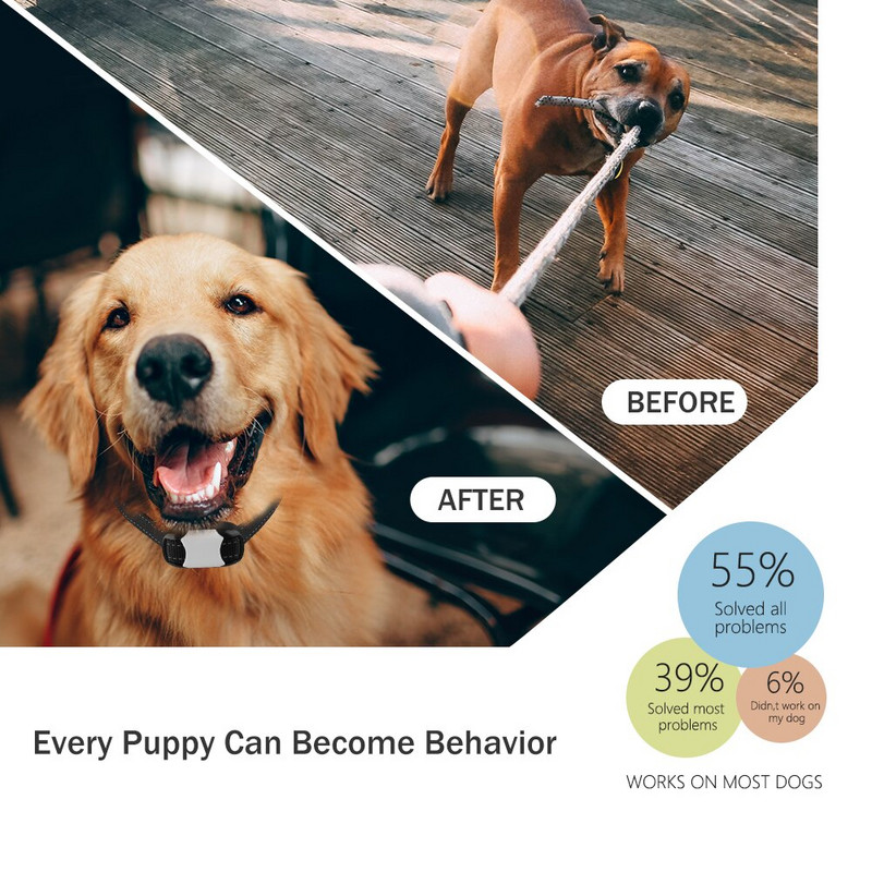 MASBRILL zgarda de dresaj electrică pentru câini, impermeabilă, telecomandă pentru animale de companie, zgarda reîncărcabilă de dresaj pentru câini cu sunet de vibrație șoc