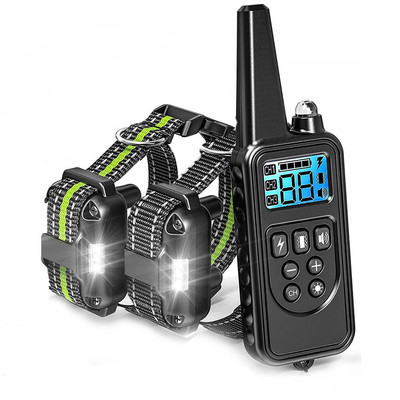 Zgarda electrică de dresaj pentru câini de 800 m Telecomanda pentru animale de companie, impermeabilă, reîncărcabilă cu afișaj LCD pentru toate dimensiunile, sunetul cu vibrații șoc