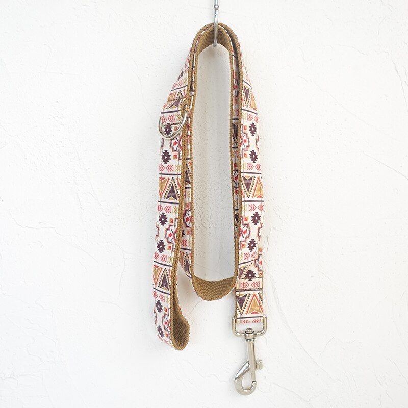 Set de zgardă și lesă personalizate pentru câini Design din țesătură zgarda de câine în stil boemia maro cu gravată cu laser