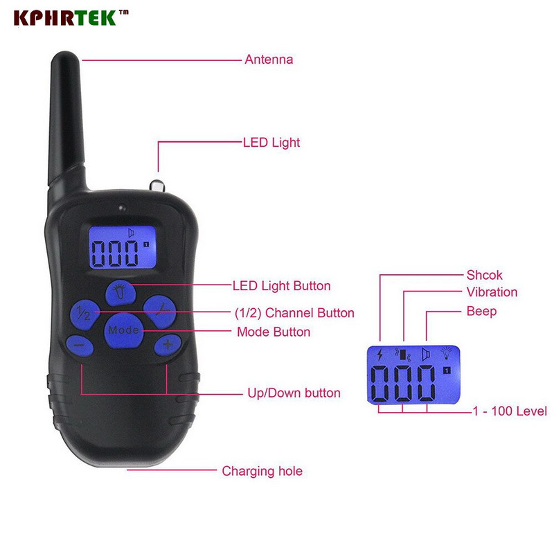 Kaugkoolituskoera haukumisvastane kaelarihm ultrahelišokk LCD vibratsiooniga lemmiklooma elektriline 100g2280