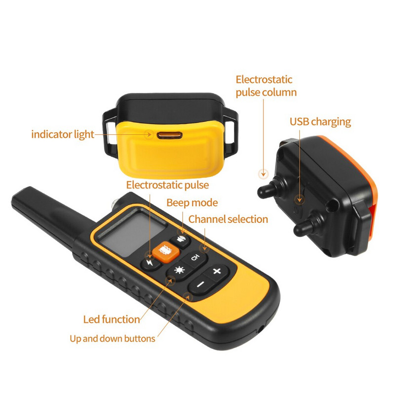 800M USB κολάρο εκπαίδευσης σκύλων Anti Bark Stop Barking Remote Control για κατοικίδια Επαναφορτιζόμενος ήχος δόνησης για σκύλους Electric Shocker
