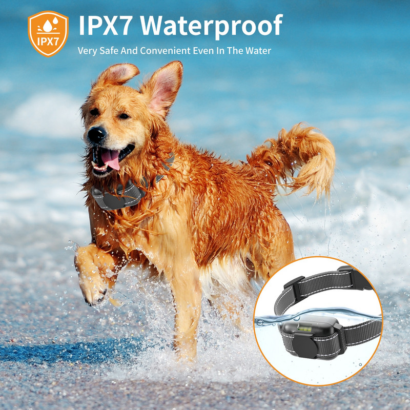 800m Електрически нашийник за обучение на кучета Водоустойчиво Дистанционно управление за домашни любимци Акумулаторна защита против лай с ударно вибрационен звук LCD Дис