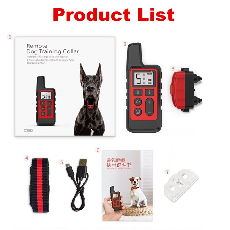 Uus veekindel laetav koera treeningkaelarihm 500m kaugjuhtimispuldiga treeningvarustus elektrilöögi heli haukumisvastane kaelarihm