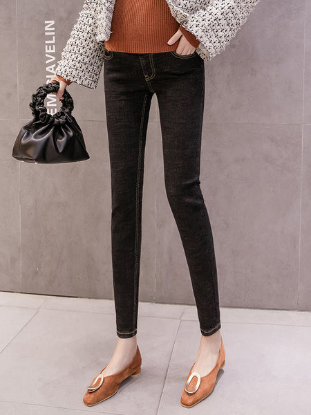 Γυναικείο τζιν για εγκύους με τσέπη και φερμουάρ