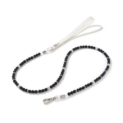 Set de lesă cu bijuterii guler de perle pentru câini de companie colorat pentru câini de talie mică, mijlocie, buldog francez, cățeluș, cățel, pluș, accesorii de frunte HTL08