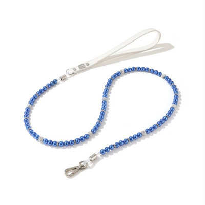 Set de lesă cu bijuterii guler de perle pentru câini de companie colorat pentru câini de talie mică, mijlocie, buldog francez, cățeluș, cățel, pluș, accesorii de frunte HTL08