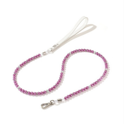 Set de lesă cu bijuterii guler de perle pentru câini de companie colorat pentru câini de talie mică, mijlocie, buldog francez, cățeluș, cățel, pluș, accesorii de frunte HTL08