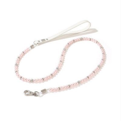 Set de lesă cu bijuterii guler de perle pentru câini de companie colorat pentru câini de talie mică, mijlocie, buldog francez, cățeluș, cățel, pluș, accesorii de frunte HTL08