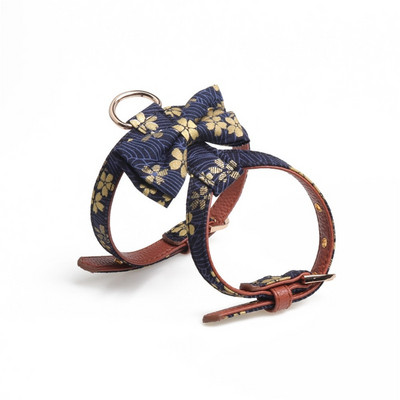 PU kutyahám és póráz készletek japán stílusú, nagy masni dekorációval, K-alakú macskahúzó nyakörv szett kisállat kellékek