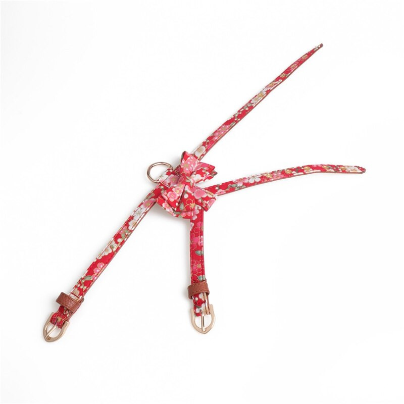 PU kutyahám és póráz készletek japán stílusú, nagy masni dekorációval, K-alakú macskahúzó nyakörv szett kisállat kellékek