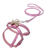 Σετ λουριών με στρας για σκύλους κατοικίδιων ζώων Bling Ρυθμιζόμενο παπιγιόν από μασίφ δερμάτινο σχοινί για αξεσουάρ για σκύλους Chihuahua