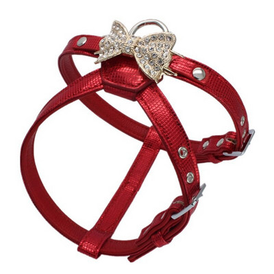 Σετ λουριών με στρας για σκύλους κατοικίδιων ζώων Bling Ρυθμιζόμενο παπιγιόν από μασίφ δερμάτινο σχοινί για αξεσουάρ για σκύλους Chihuahua