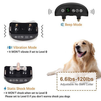 Нашийник против лай за домашни кучета Водоустойчив акумулаторен звуков шок Вибрация 0-7 ниво Регулируем тренировъчен автоматичен тренажор за спиране на лаенето